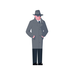 Mysterious man wearing a gray hat and coat