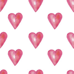 watercolor pattern pink hearts