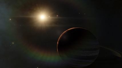 Planet in the space. Colorful art. Solar system. Gradient color. Space wallpaper. Elements of this...