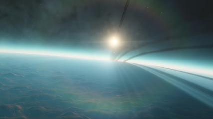 Planet in the space. Colorful art. Solar system. Gradient color. Space wallpaper. Elements of this image furnished by NASA