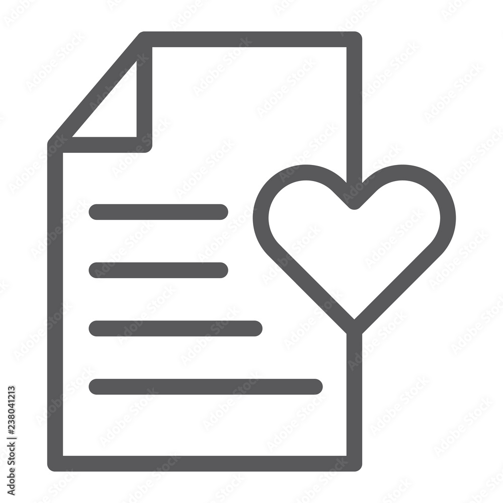 Poster wish list line icon, paper and document, checklist sign, vector graphics, a linear pattern on a whit