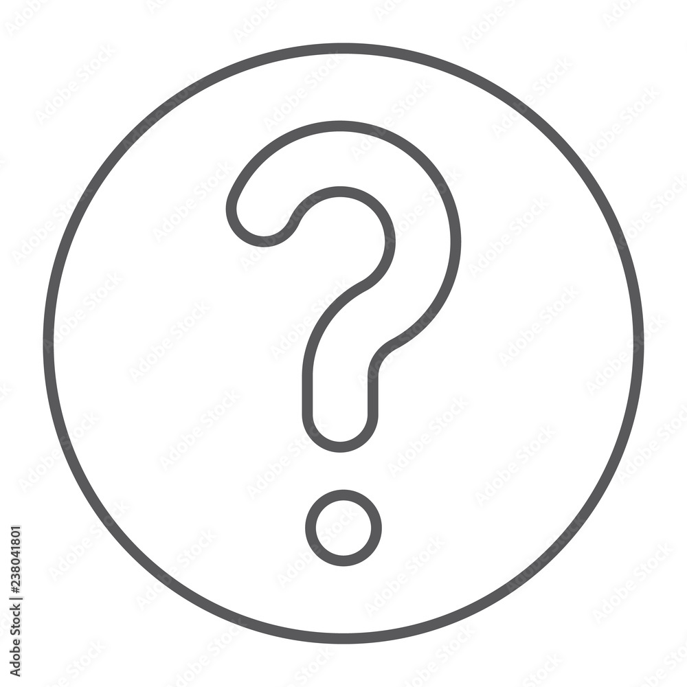 Aufkleber faq thin line icon, question and help, ask sign, vector graphics, a linear pattern on a white backgr
