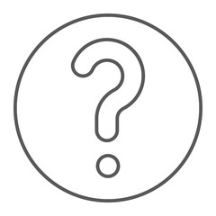 Faq thin line icon, question and help, ask sign, vector graphics, a linear pattern on a white background.