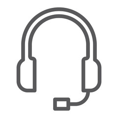 Support line icon, helpline and operator, headset sign, vector graphics, a linear pattern on a white background.