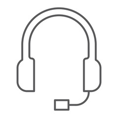 Support thin line icon, helpline and operator, headset sign, vector graphics, a linear pattern on a white background.