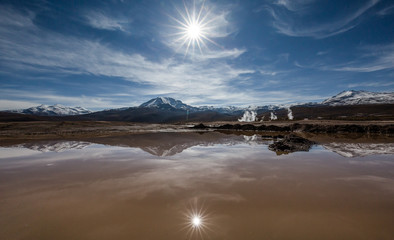 snow covered volcano peak in the Altiplano region