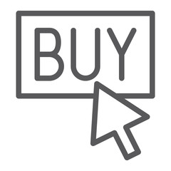 Buy now line icon, shopping and commerce, buy button sign, vector graphics, a linear pattern on a white background.