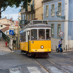 Naklejka na ściany i meble Old tram in lisbon, Portugal