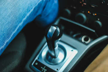 Automated gearbox in the car. Gear lever.
