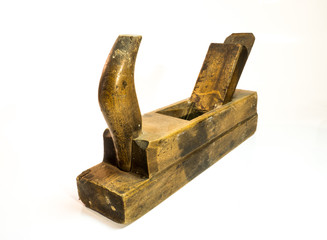 Old used wooden Jack planes on white background