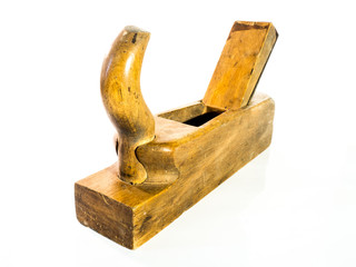 Old used wooden Jack planes on white background