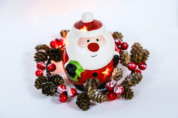 bright and funny christmas candlesticks isolated on white background