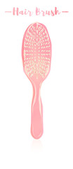 Pink watercolored painting vector illustration of a beauty utensil hand hair brush.