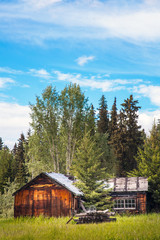 Williams Lake British Columbia Canada on June 13, 2018 Abandoned farm on Dugan Lake