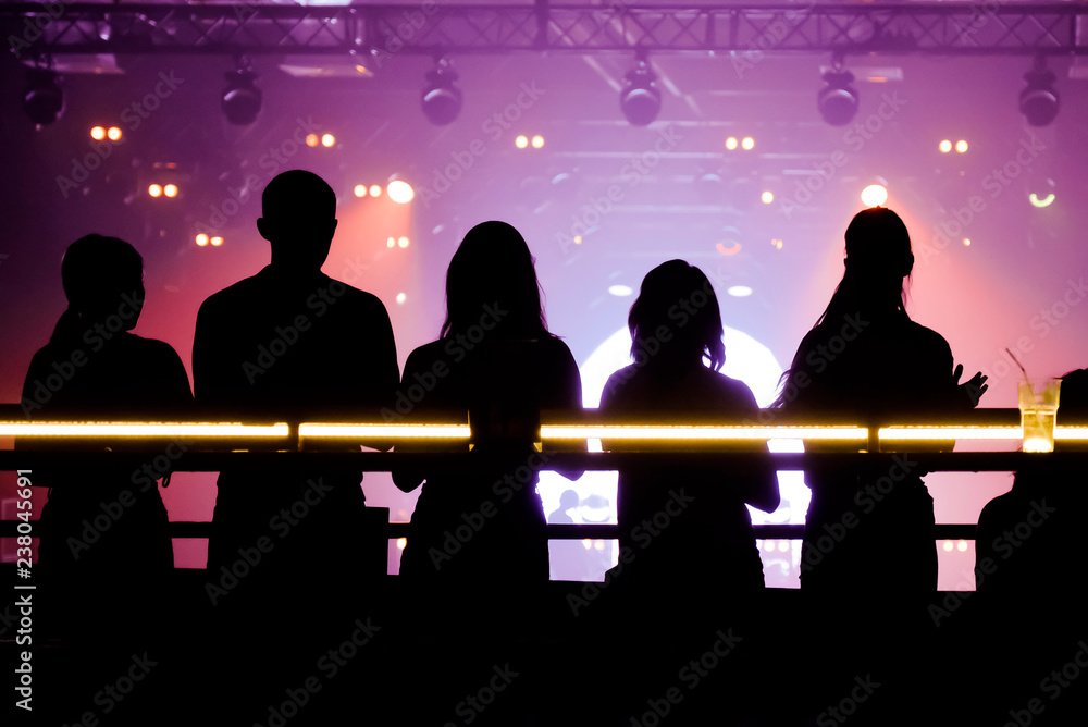 Wall mural people at the concert watching music show from the balcony