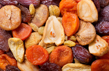mix of dried fruits as background