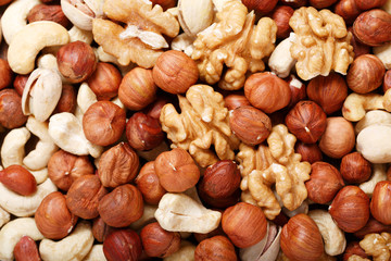 mix of dried nuts as background
