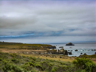 landscape with mountains and clouds on Central Coast, California