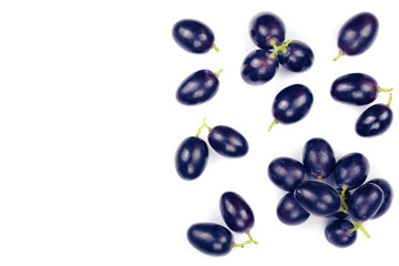 bue grapes isolated on the white background with copy space for your text. Top view. Flat lay pattern