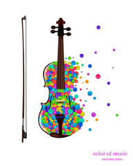 violin music idea on the white background, violine created from the small colored parts, color of music concept, © fona