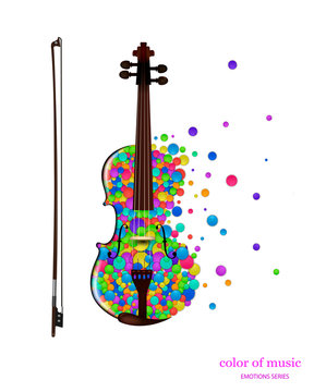 violin music idea on the white background, violine created from the small colored parts, color of music concept,