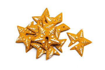 Fototapeta na wymiar Christmas festive shaped cookies isolated