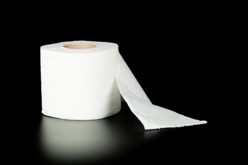toilet paper on black background