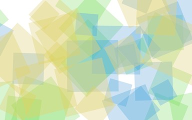 Fototapeta premium Multicolored translucent squares on white background. Green tones. 3D illustration