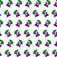 Fototapeta na wymiar Purple gremlin - sticker pattern 26