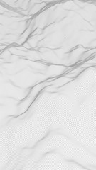 Abstract landscape on a white background. Cyberspace grid. Hi-tech network. 3d technology illustration