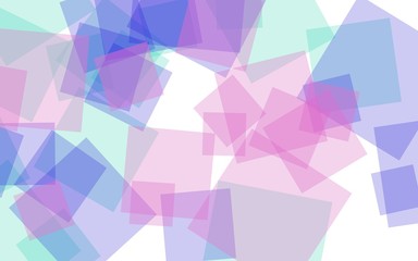 Multicolored translucent squares on white background. Red tones. 3D illustration