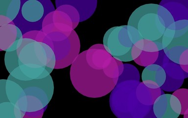 Multicolored translucent circles on a dark background. Red tones. 3D illustration
