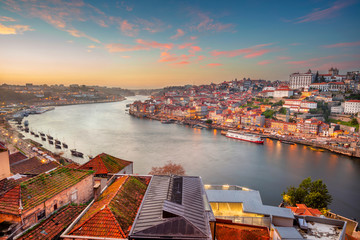 Porto, Portugal. Cityscape image of Porto, Portugal with the Douro River during sunset. - obrazy, fototapety, plakaty