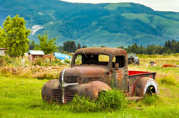 Vintage Pickup in a Meadow in Washington USA