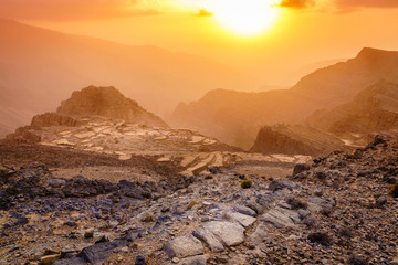Sunset in Hajar Mountains