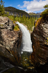 waterfall in the forest, norway, land of waterfalls