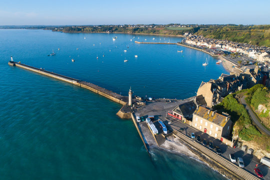 aerial view to pier and harbor in France