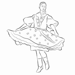illustration of woman folklore dancer, vector draw