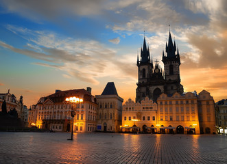 Fototapeta premium Prague square at sunrise