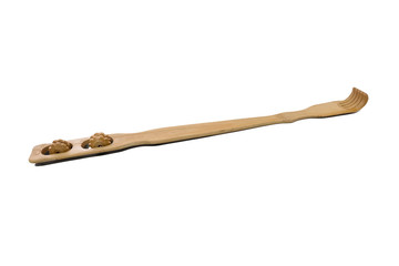 Wooden backscratcher with massager.