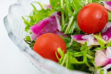 紅芯大根,と水菜のサラダ