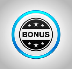 Bonus badge icon round blue push button