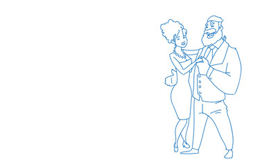 couple in love man woman lovers embrace sketch doodle horizontal