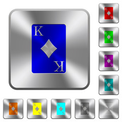 King of diamonds card rounded square steel buttons