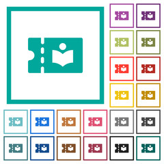 Library discount coupon flat color icons with quadrant frames