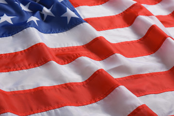 American flag as background, closeup. National symbol of USA