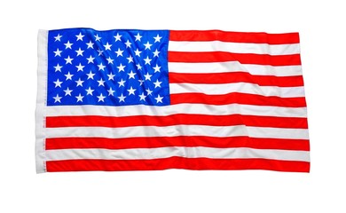 American flag on white background. National symbol of USA