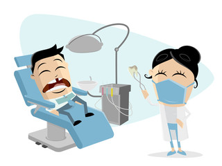 funny cartoon man at the dentist