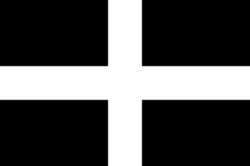 Flag of Cornwall, cornish flag, Saint Piran's flag Standard proportion - obrazy, fototapety, plakaty