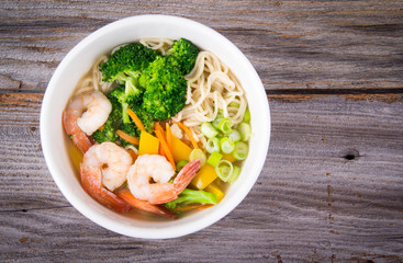 Ramen noodle prawn soup bowl